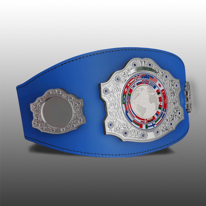 SILVER CHAMPIONSHIP BELT - XXLMIDI/S/FLAGS - AVAILABLE IN 4 LEATHER COLOURS